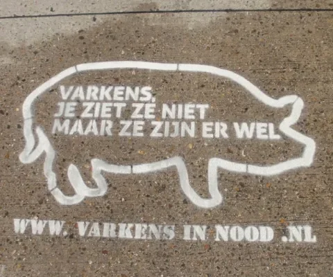 Green graffiti voor de varkens